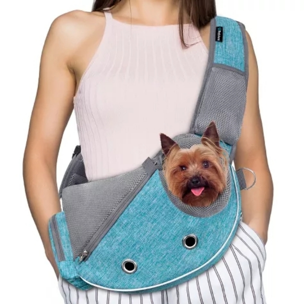 PetAmi Tiffany Blue and Gray Pet Dog Cat Sling Carrier NWOT Sz Small Up To 5lbs